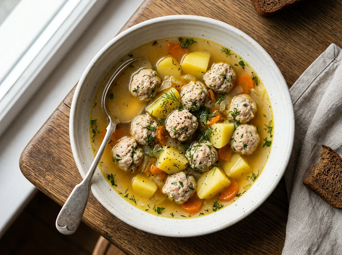 Суп с фрикадельками из индейки photo