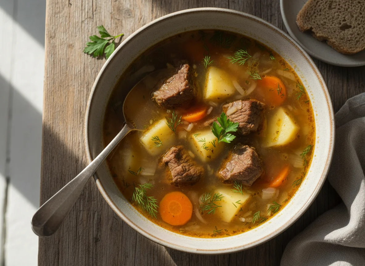 Суп с говядиной и картофелем photo