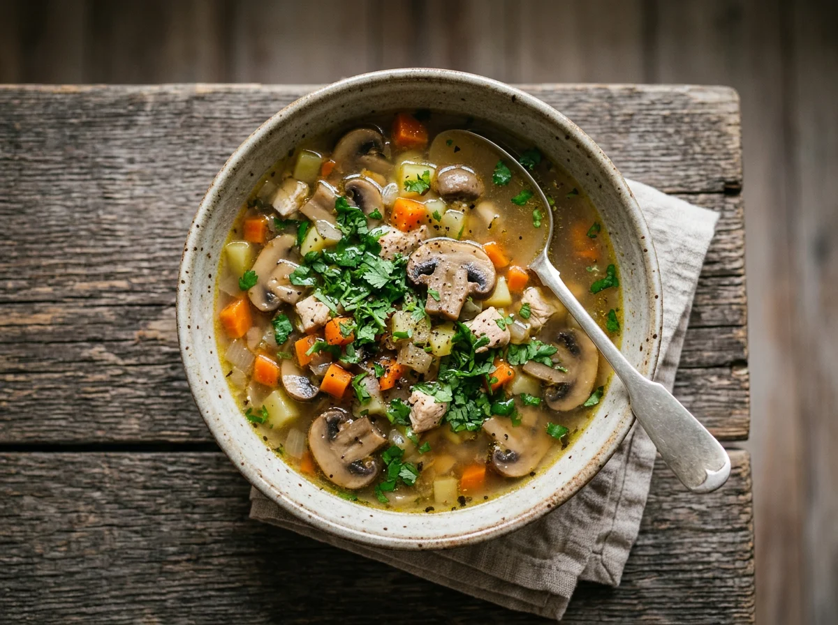 Суп с грибами и овощами photo