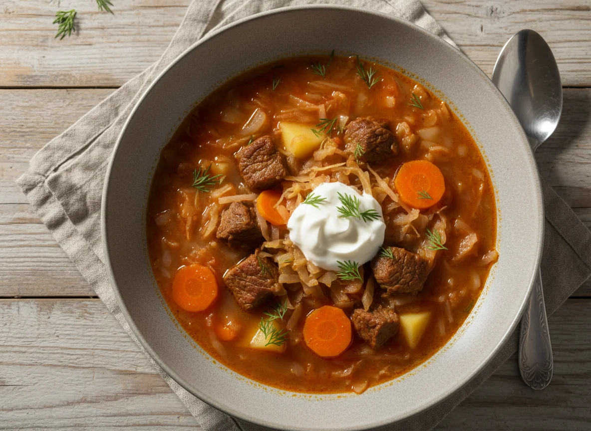 Суп с капустой и мясом photo