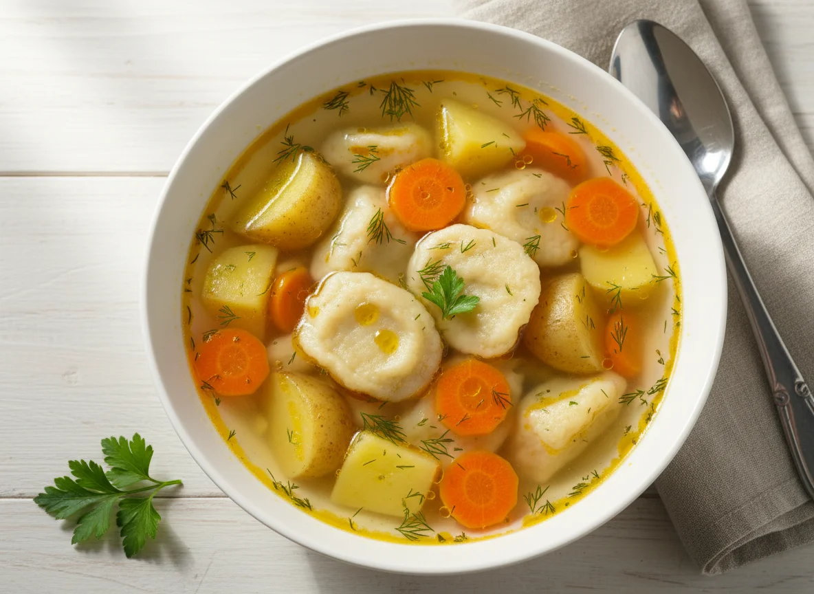 Суп с картофелем и клецками photo