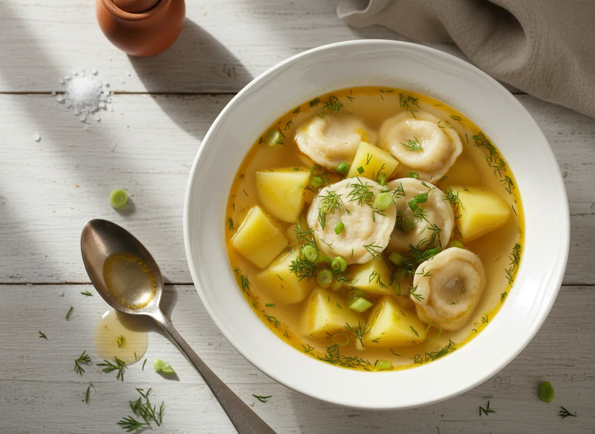 Суп с клецками и картофелем photo