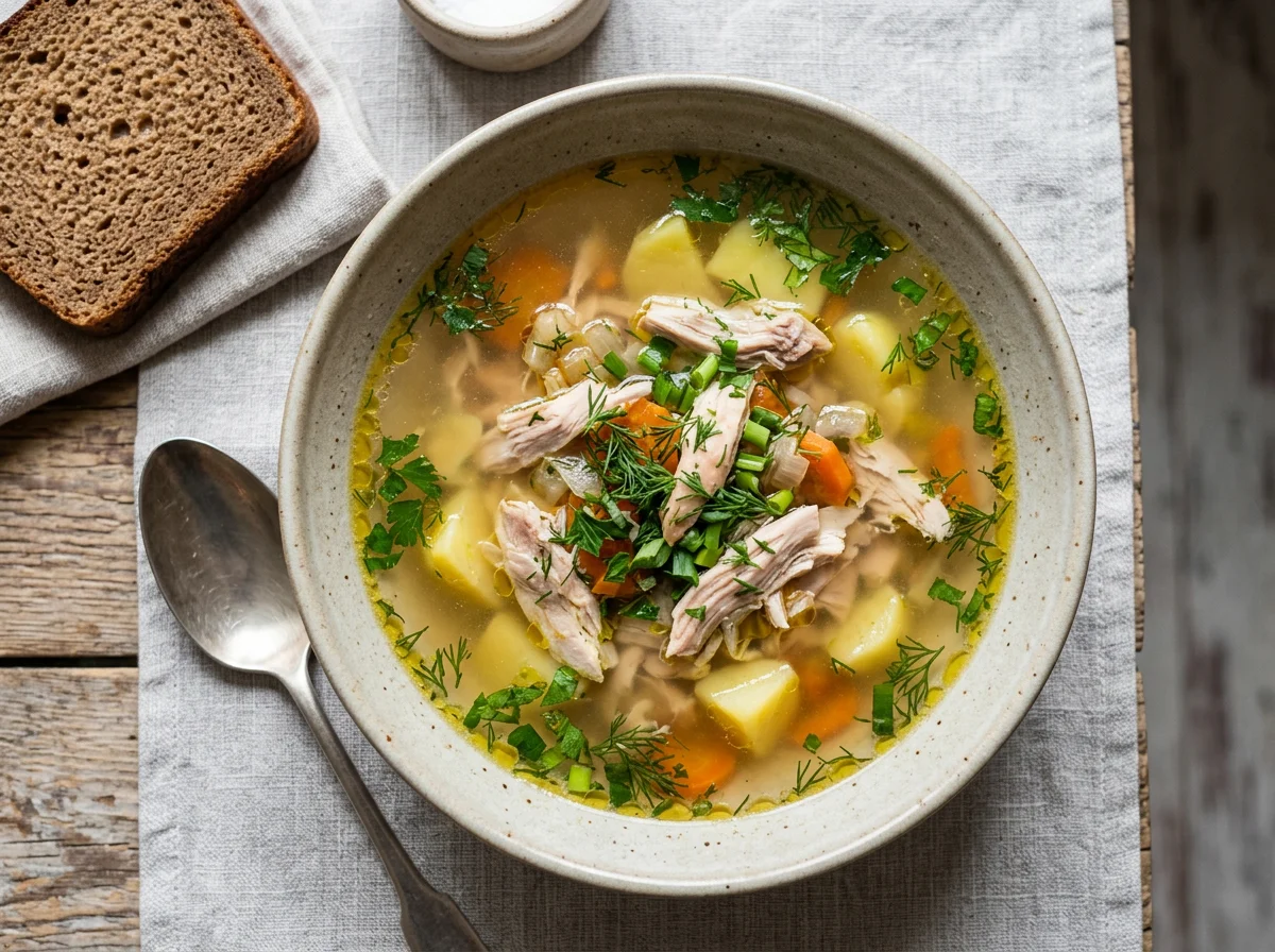 Суп с курицей и картофелем photo