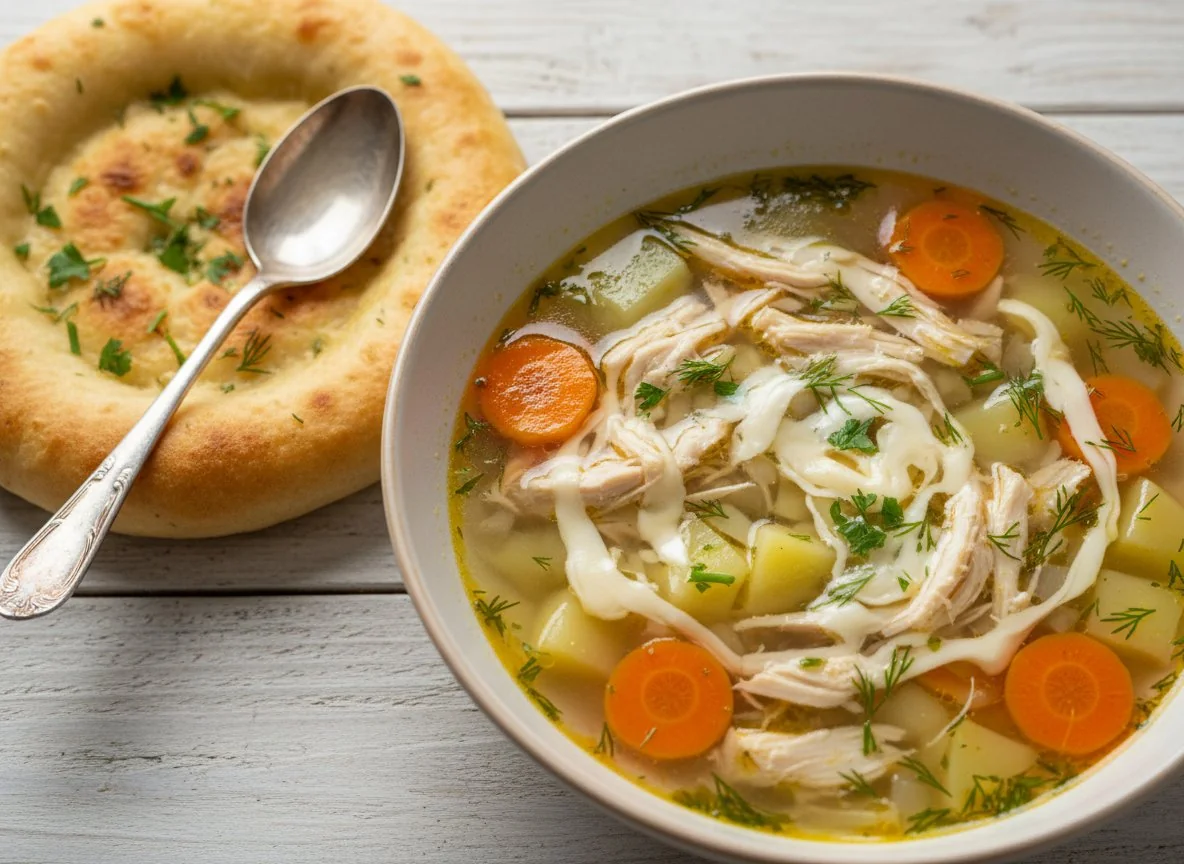 Суп с курицей и овощами photo