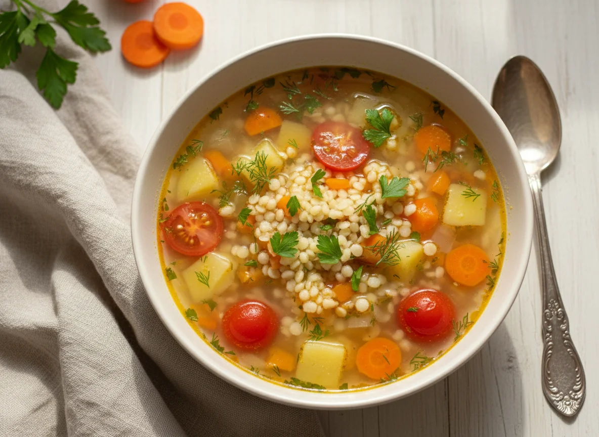 Суп с кускусом и овощами photo