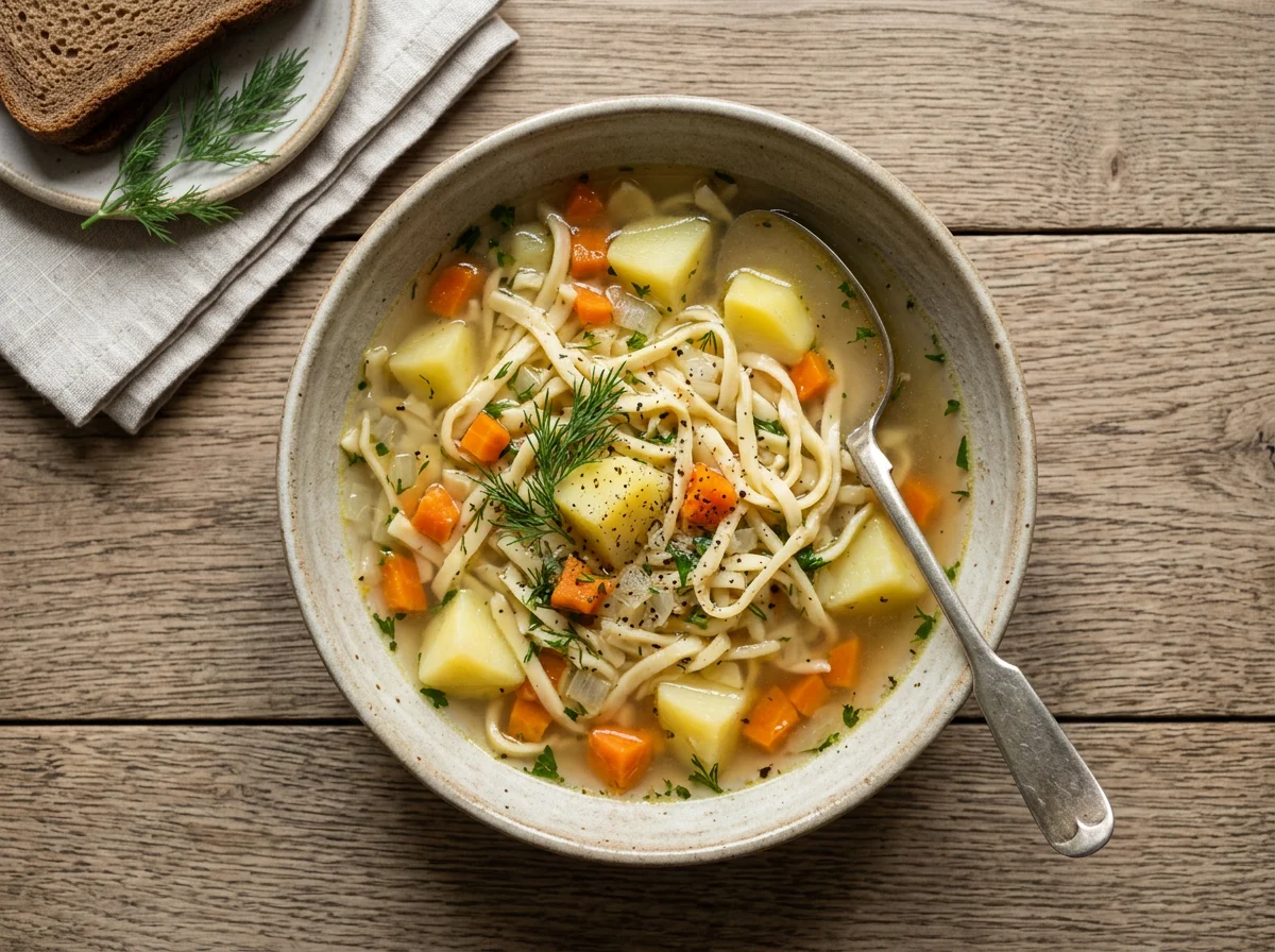 Суп с лапшой и картофелем photo