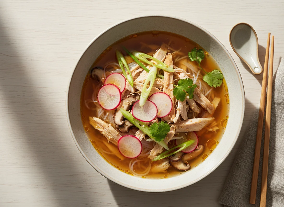 Суп с лапшой и курицей photo