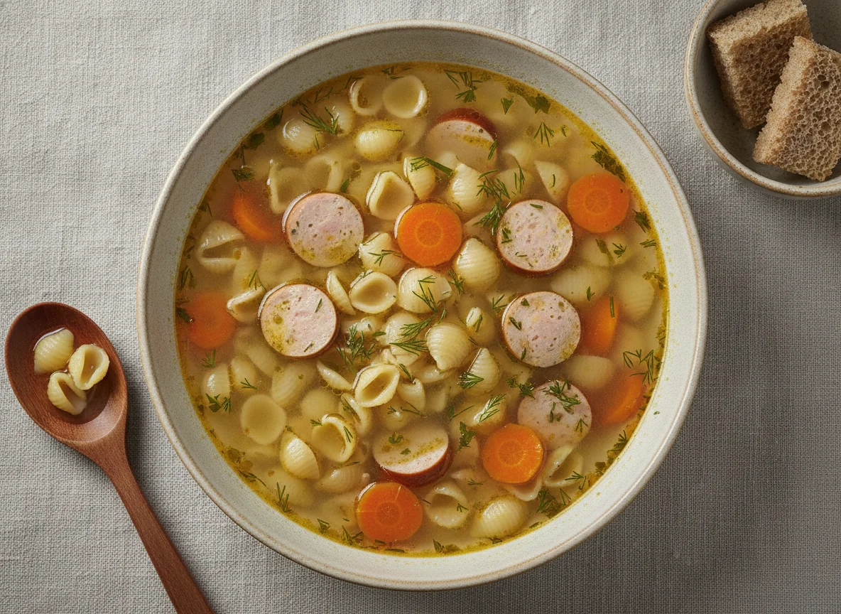 Суп с макаронами и сосисками photo