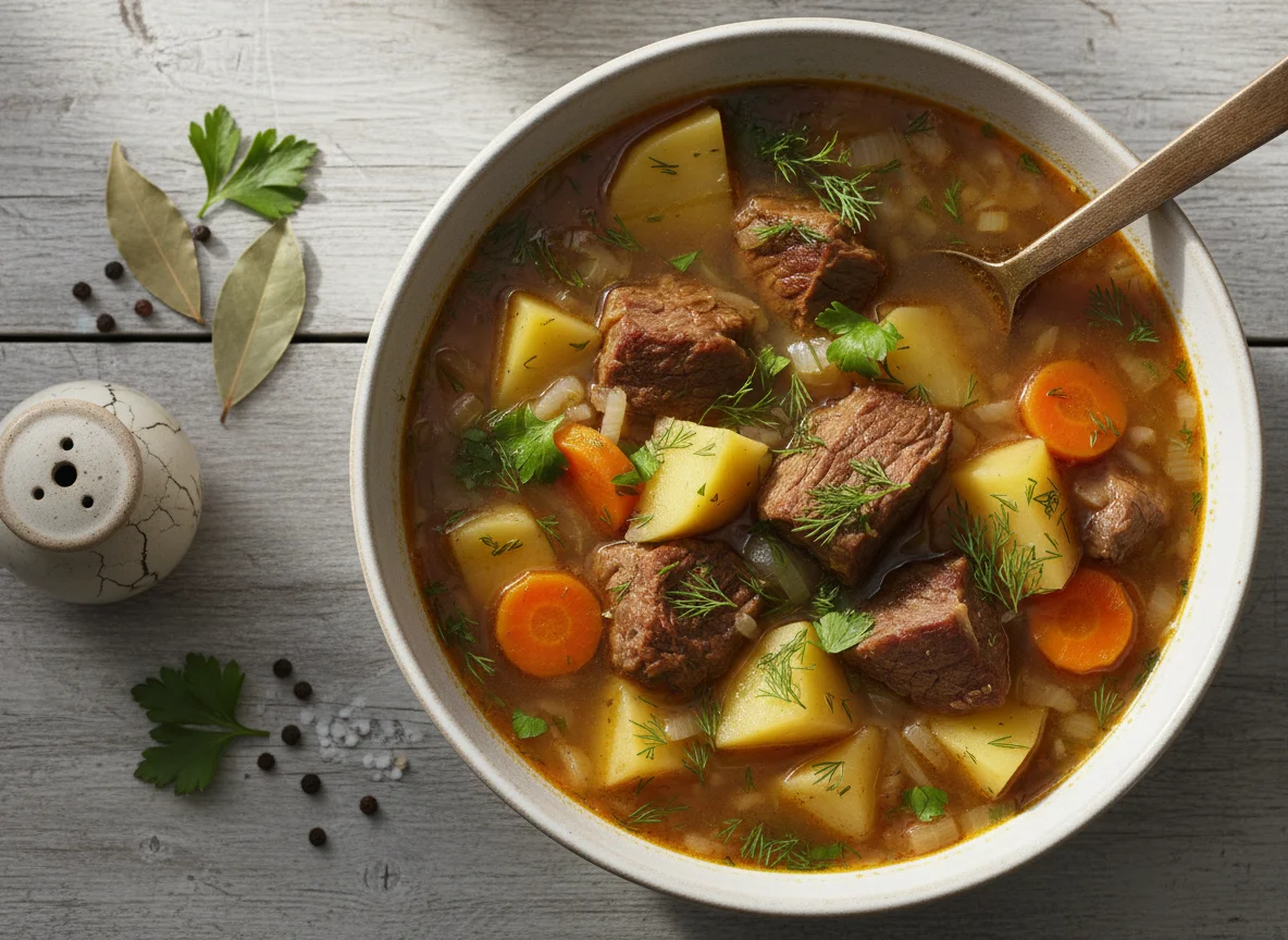 Суп с мясом и картофелем photo