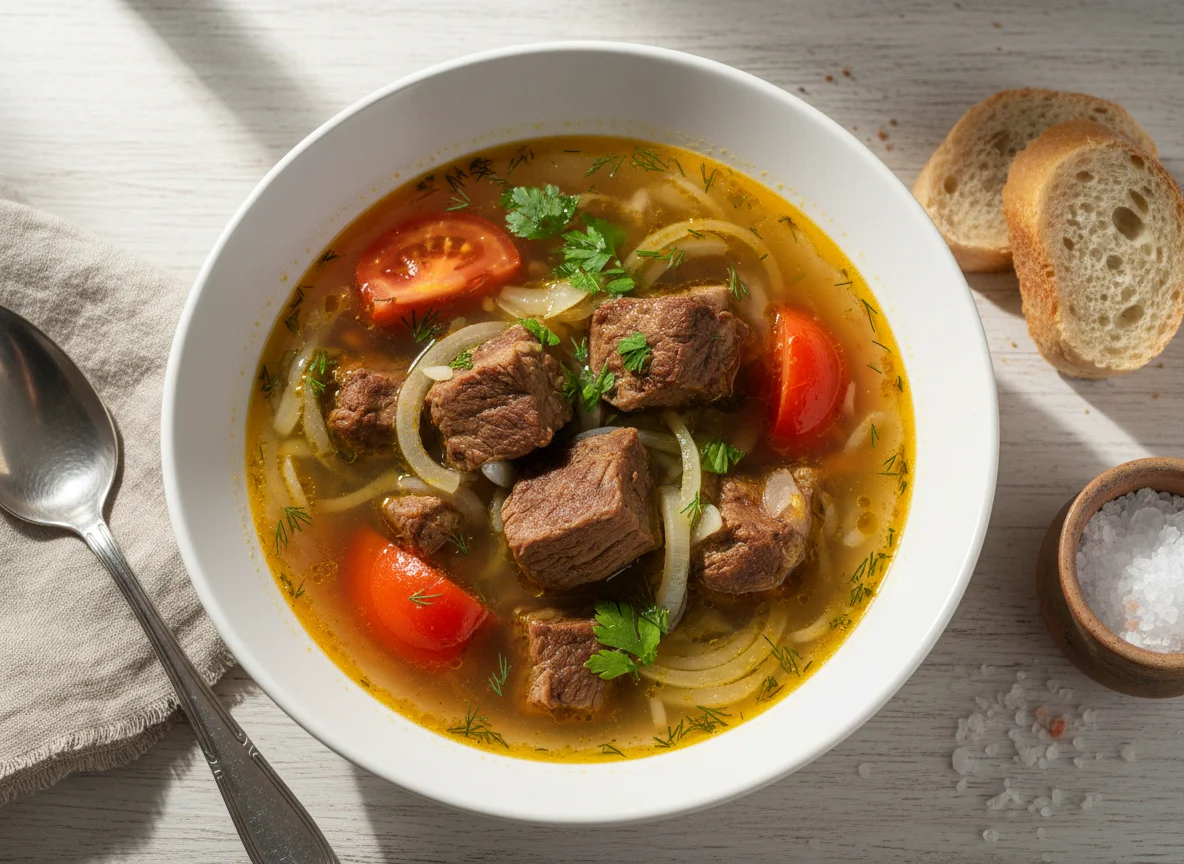 Суп с мясом и овощами photo