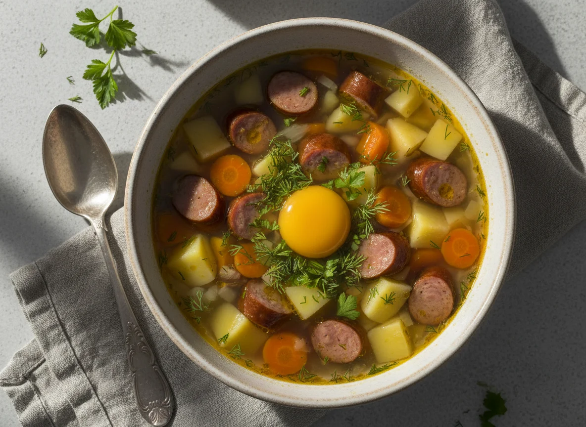 Суп с сосисками photo