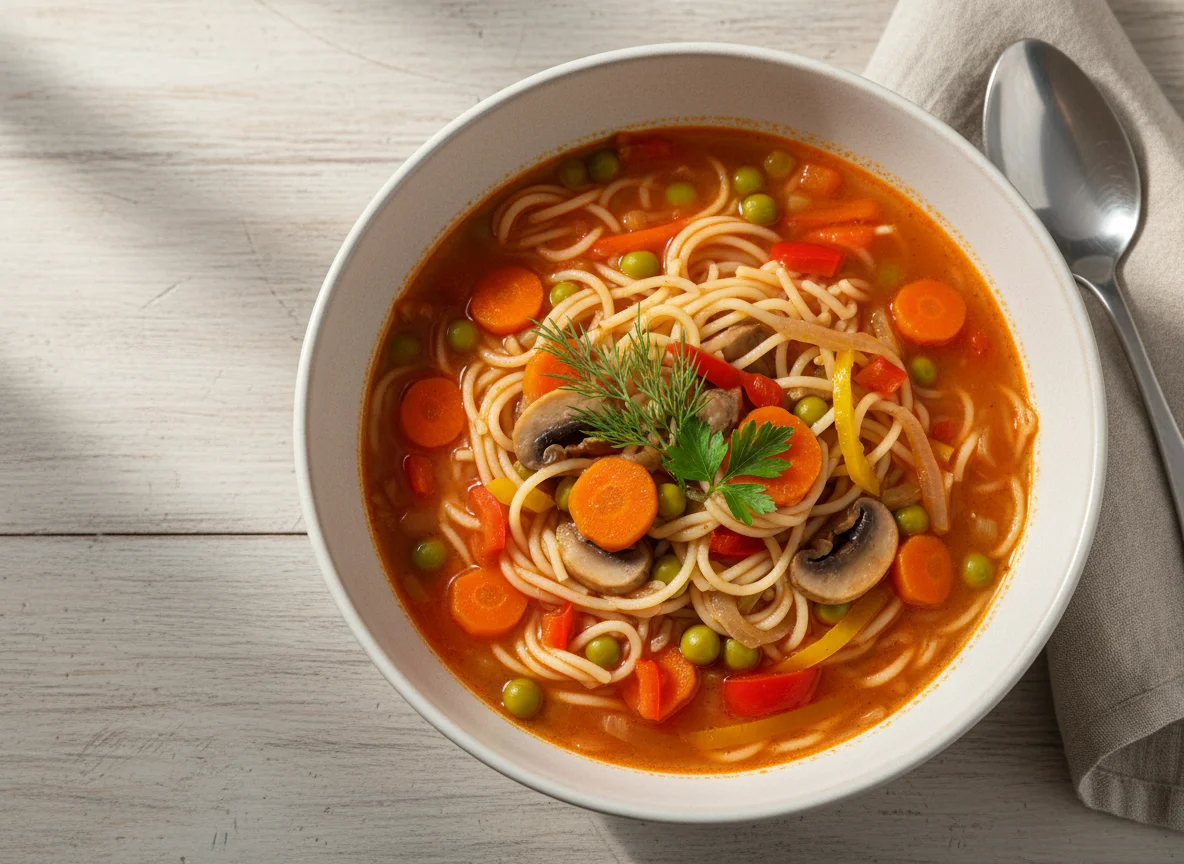 Суп с вермишелью и овощами photo