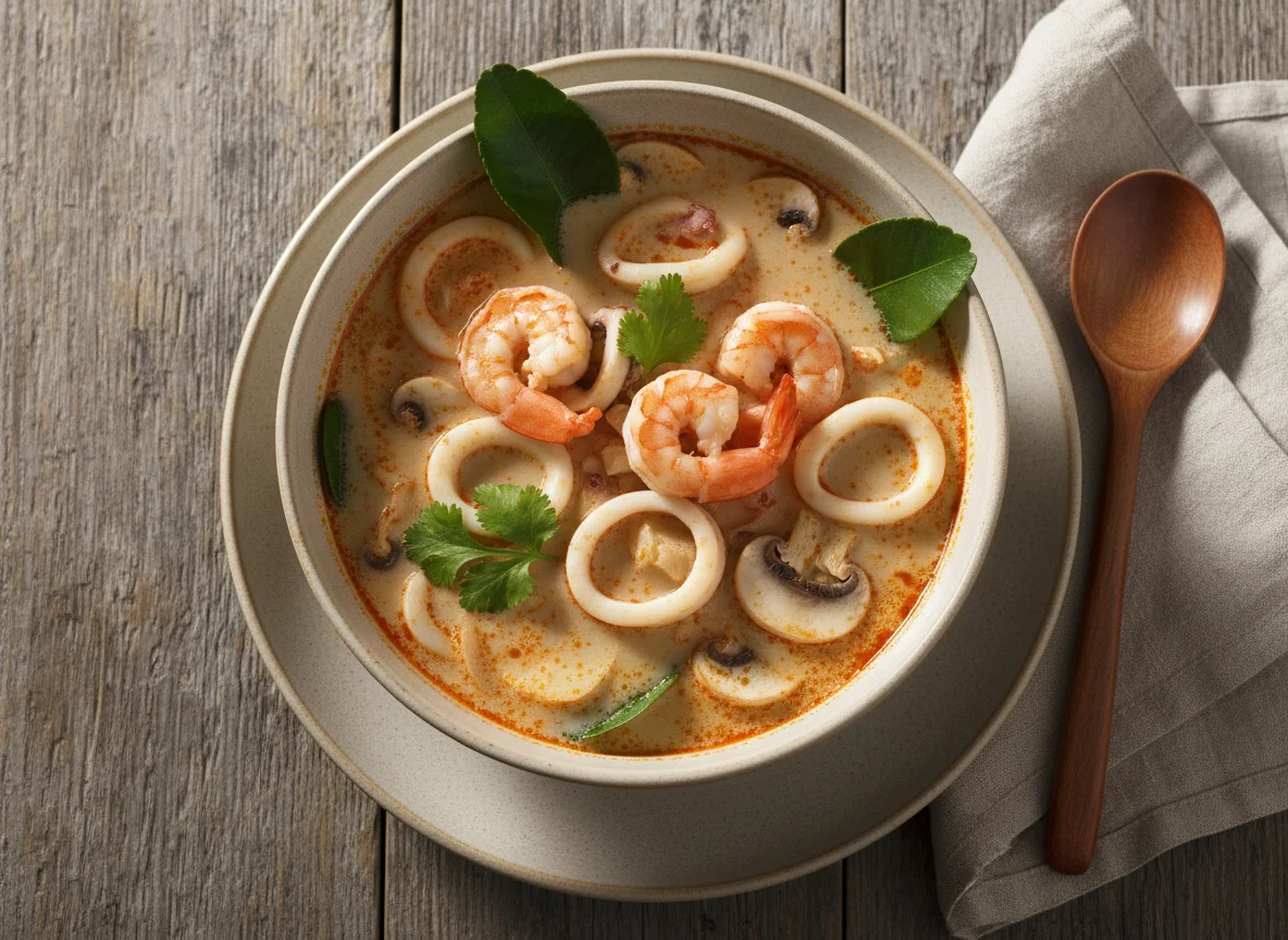 Суп Том Ям с морепродуктами photo