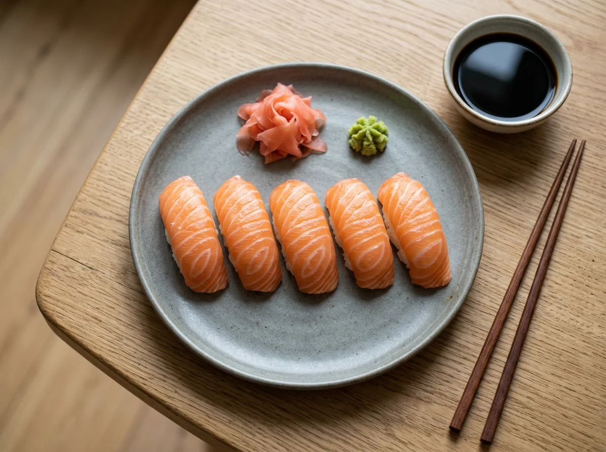 Суши нигири с лососем photo