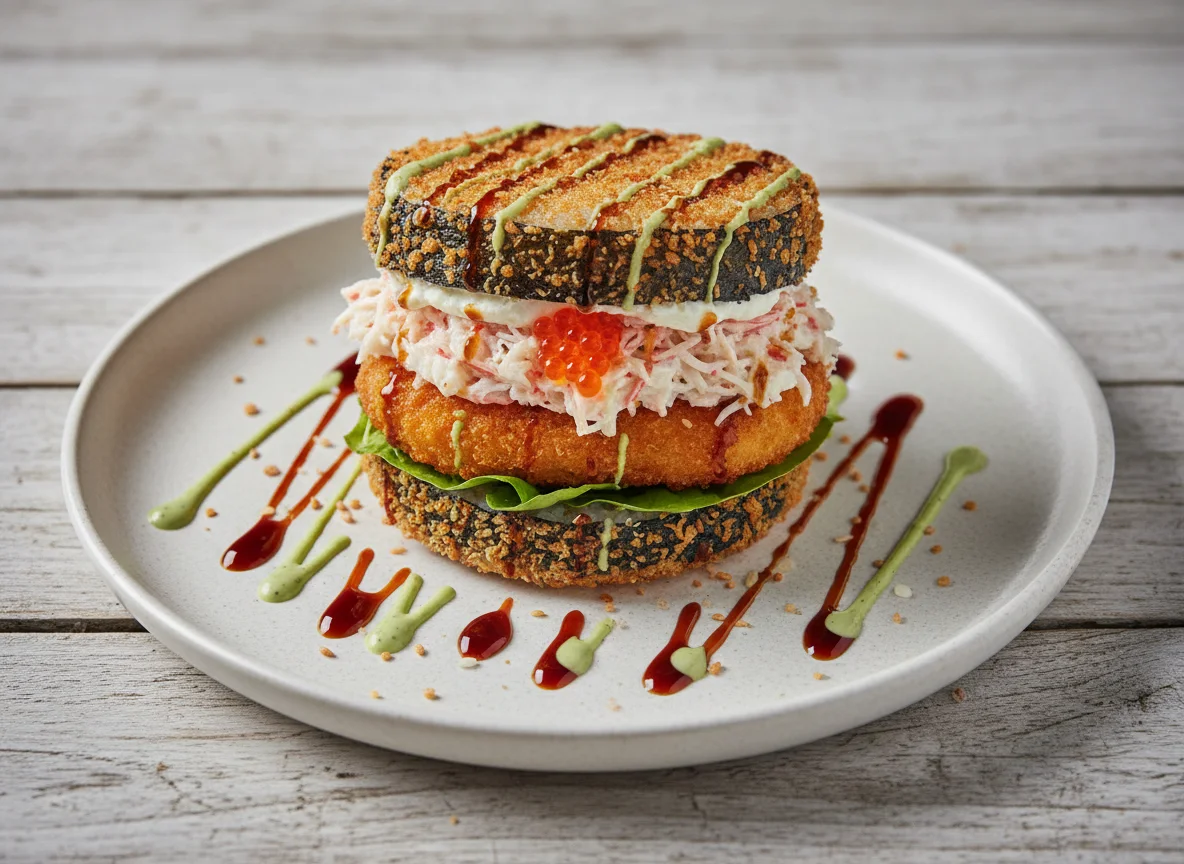 Суши-бургер с креветками photo