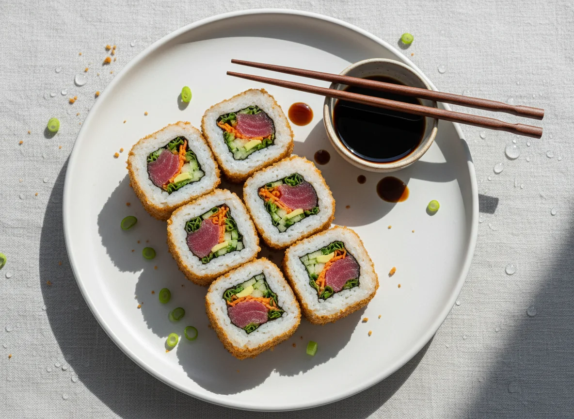 Суши-роллы с тунцом и овощами photo