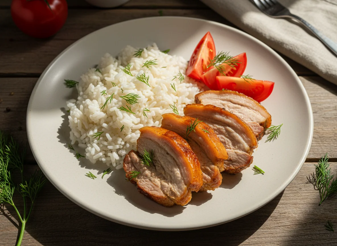 Свинина с рисом и овощами photo