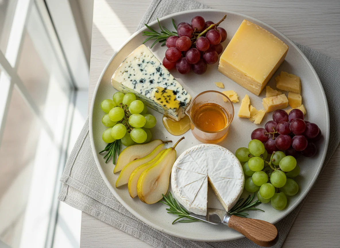 Сырная тарелка с фруктами photo