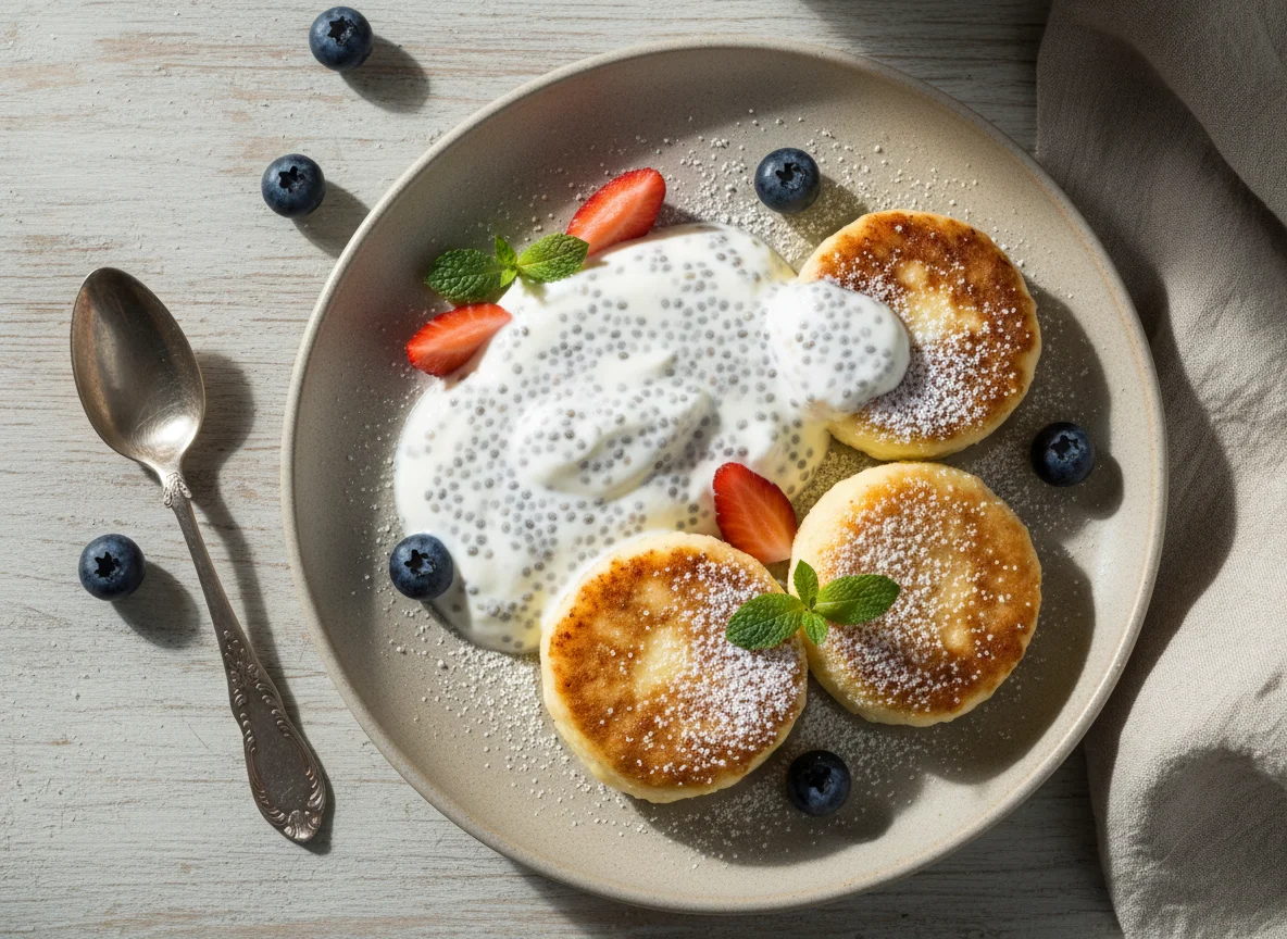 Сырники с йогуртом и семенами чиа photo