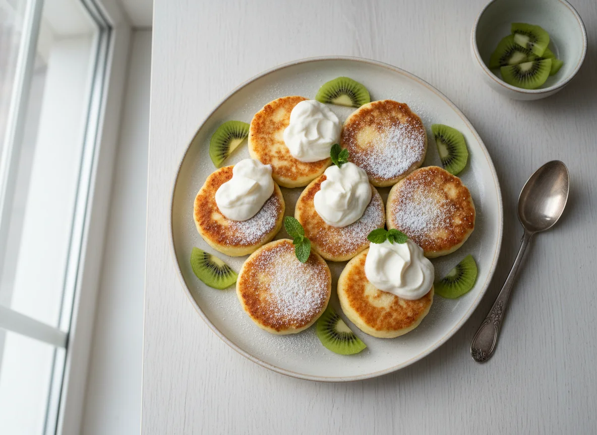 Сырники с киви и сметаной photo