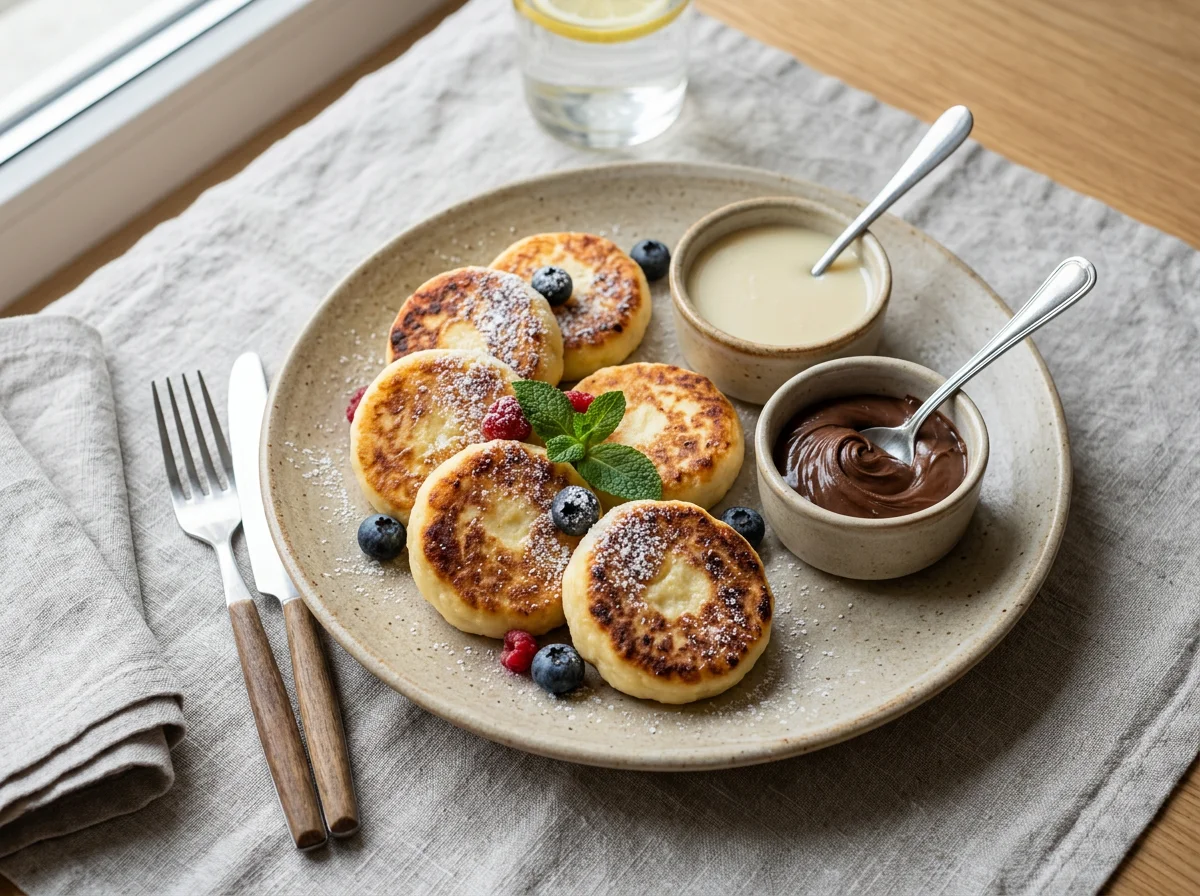 Сырники с соусами photo