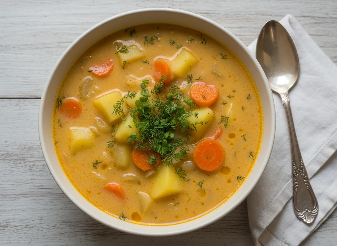 Сырный суп с овощами photo