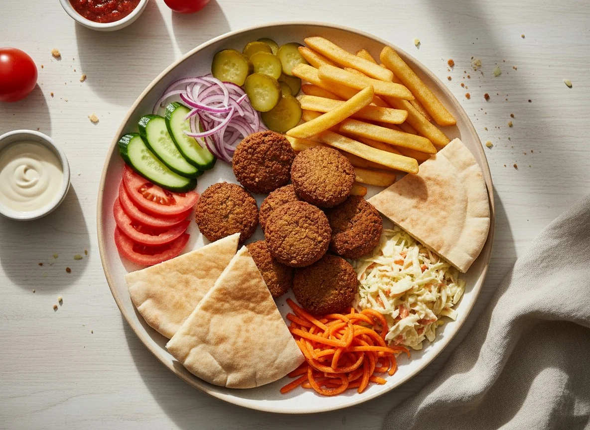 Тарелка с фалафелем и гарниром photo