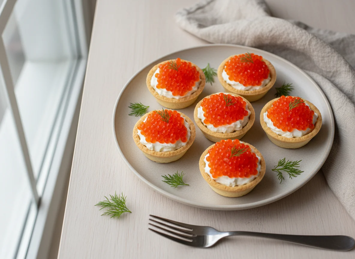 Тарталетки с красной икрой photo