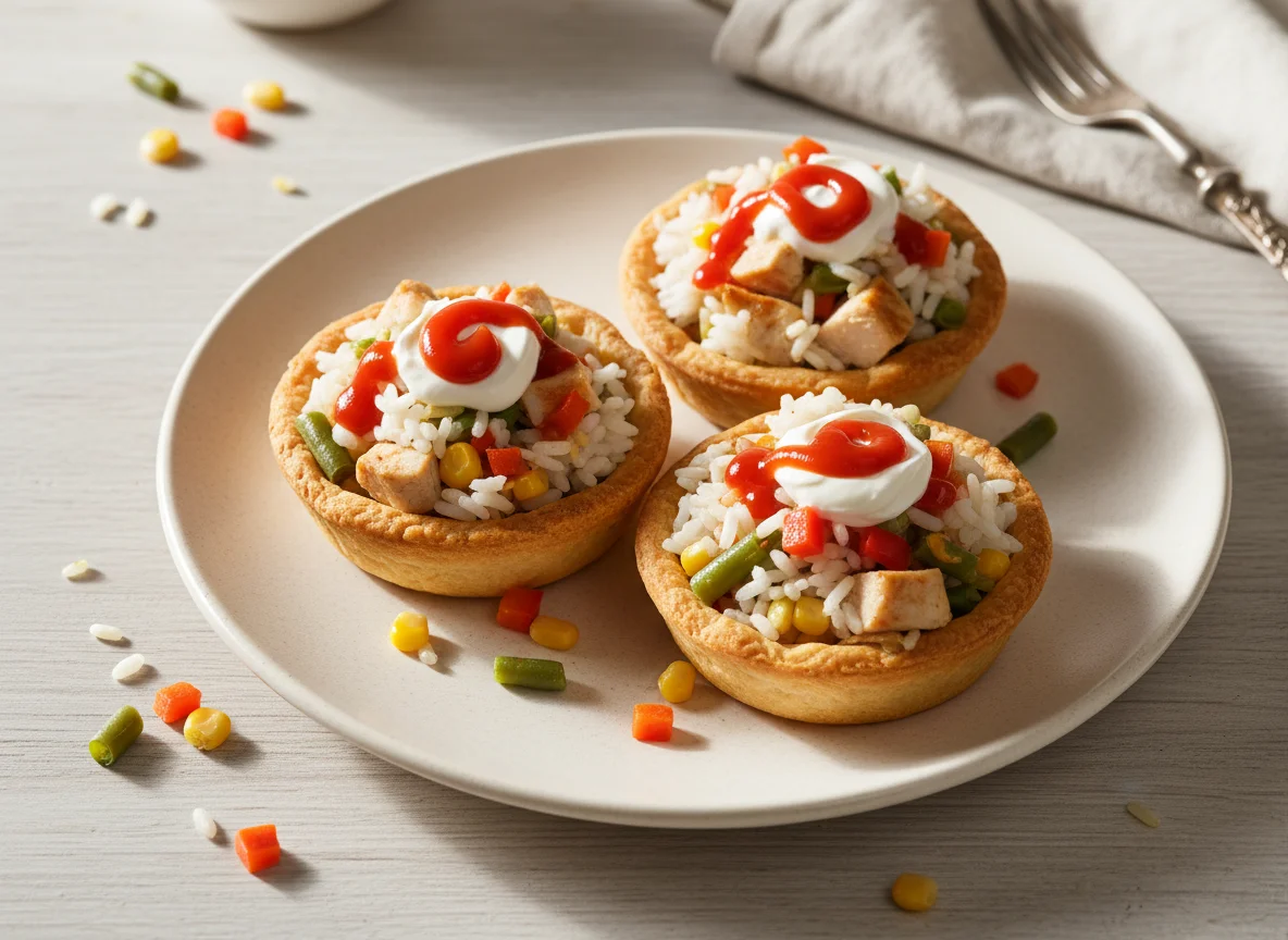 Тарталетки с рисом, овощами и курицей photo