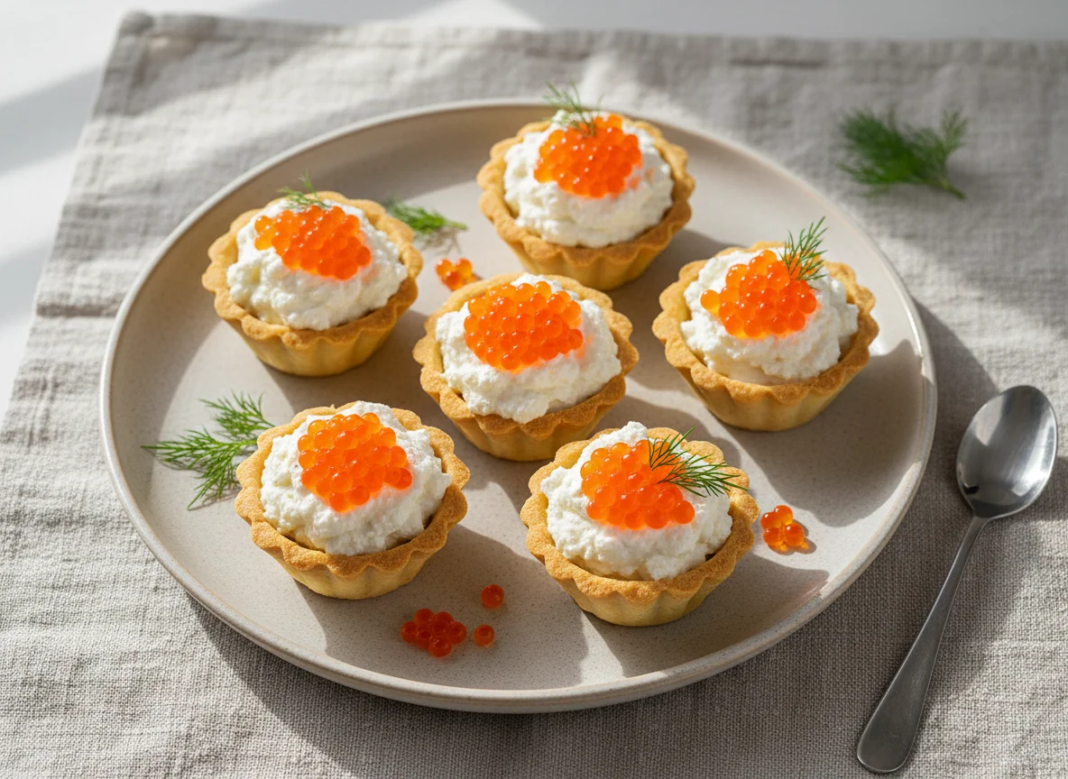 Тарталетки с творожным сыром и икрой photo