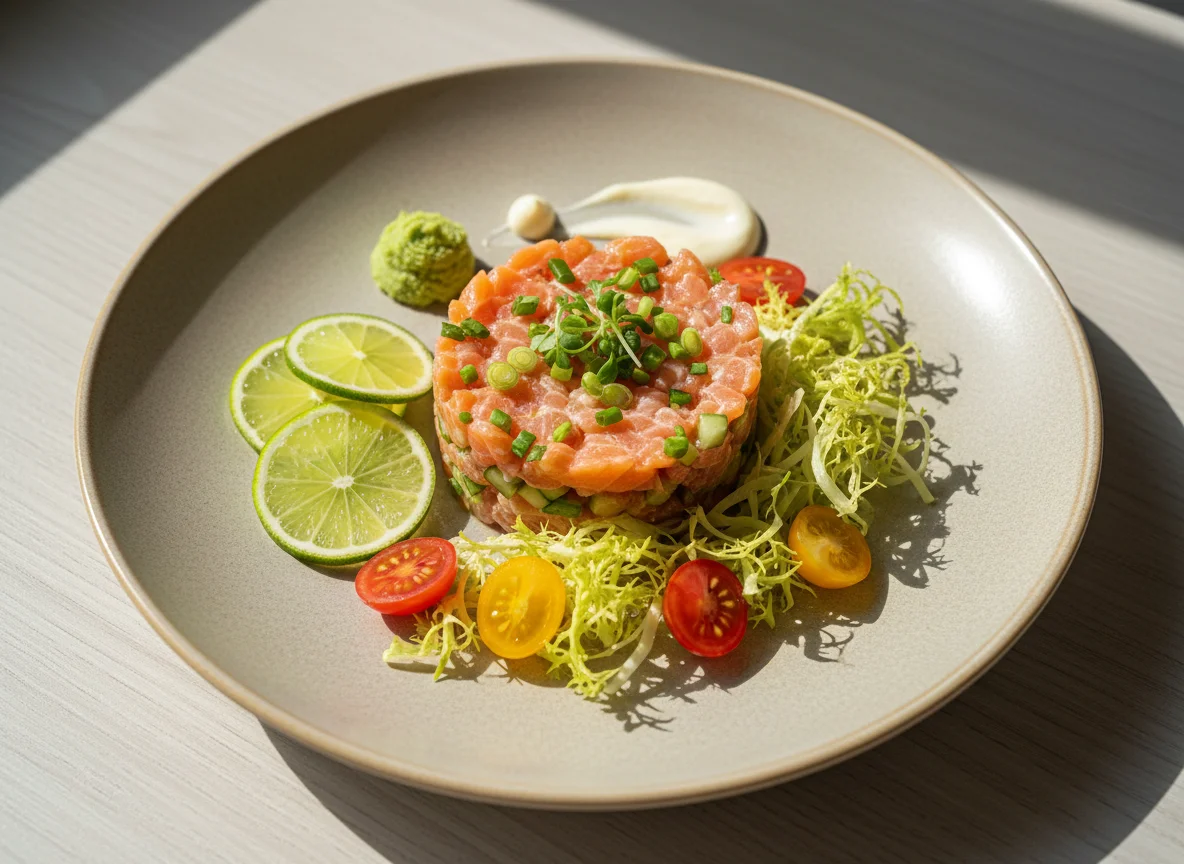 Тартар из лосося с гарниром photo