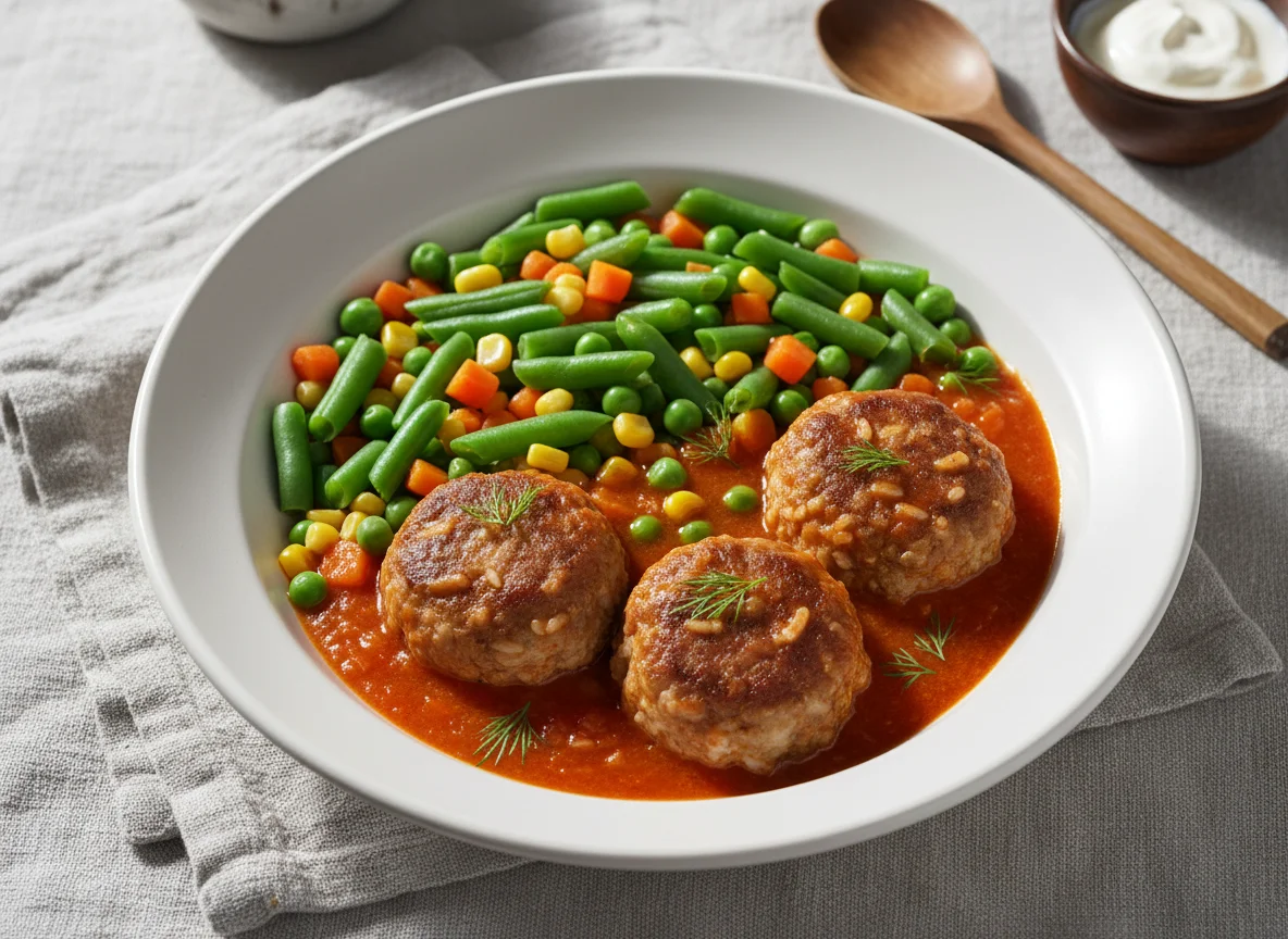 Тефтели с овощным гарниром photo