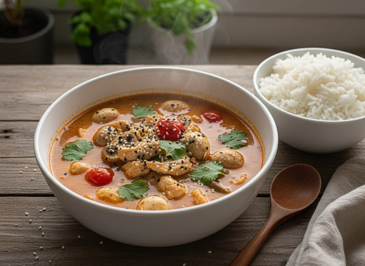 Том Ям с курицей и рисом photo
