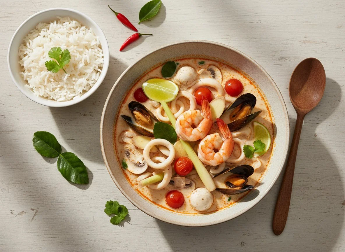 Том Ям с морепродуктами и рисом photo