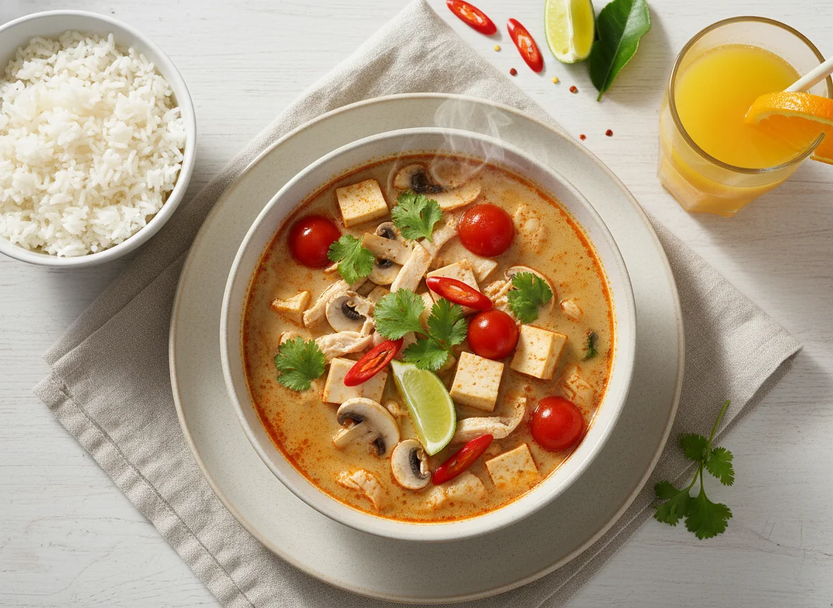 Том Ям с рисом и апельсиновым соком photo