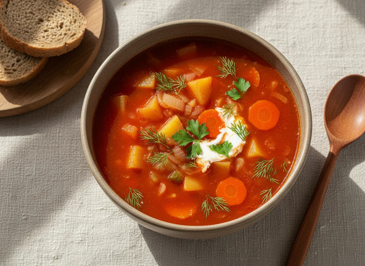 Томатный суп с овощами photo