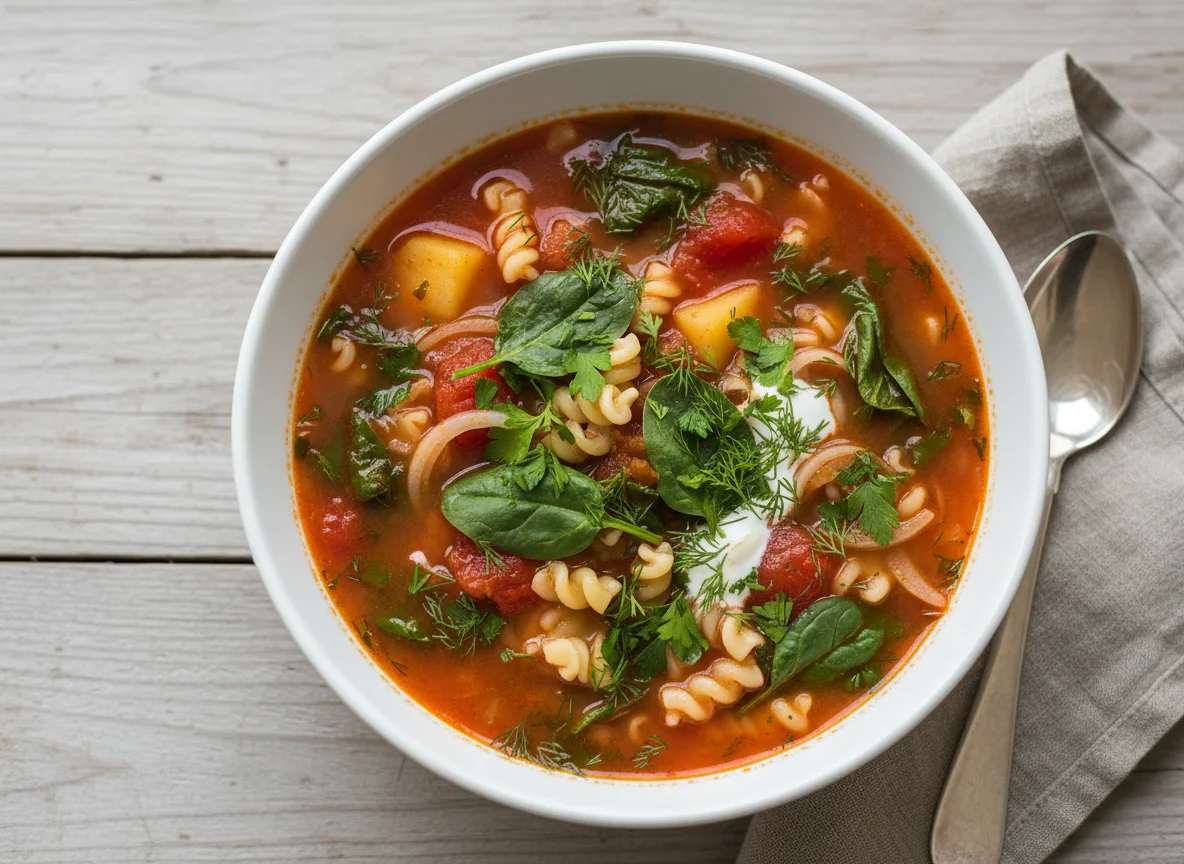 Томатный суп с зеленью photo