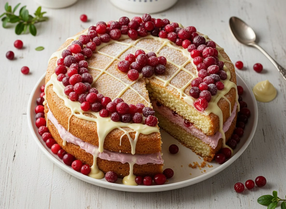 Торт Брусничный с белым шоколадом photo