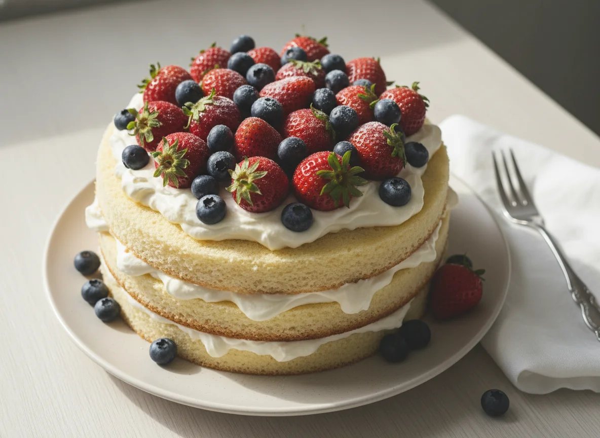 Торт с ягодами и кремом photo