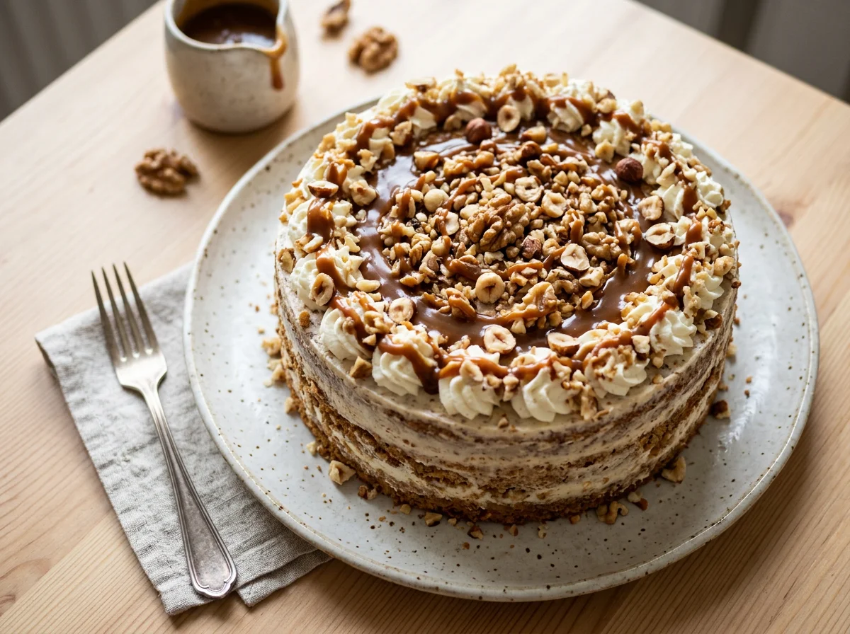 Торт с карамелью и орехами photo