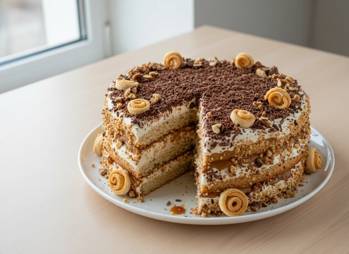 Торт с кремом и крошкой photo
