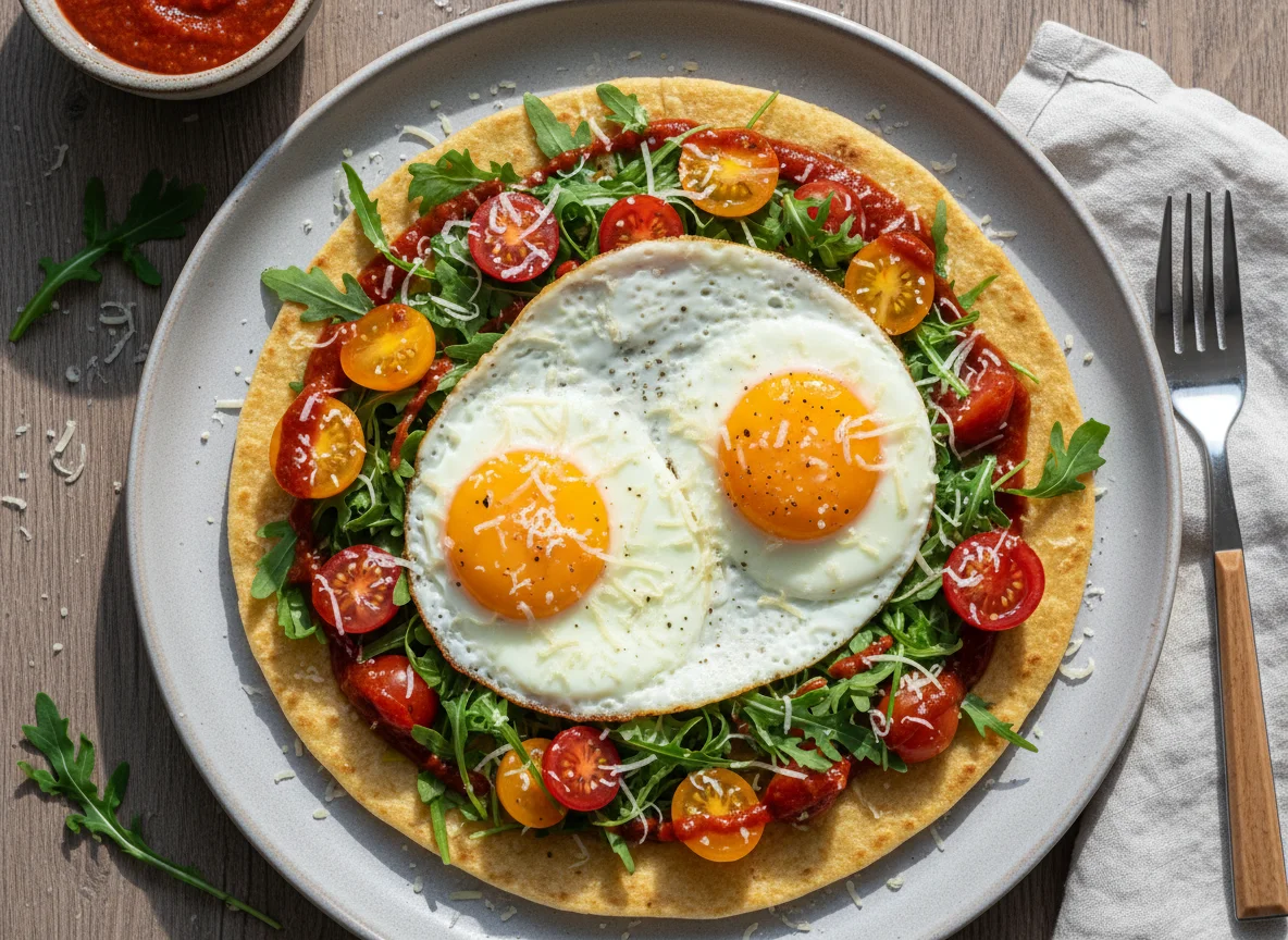 Тортилья с яичницей и овощами photo