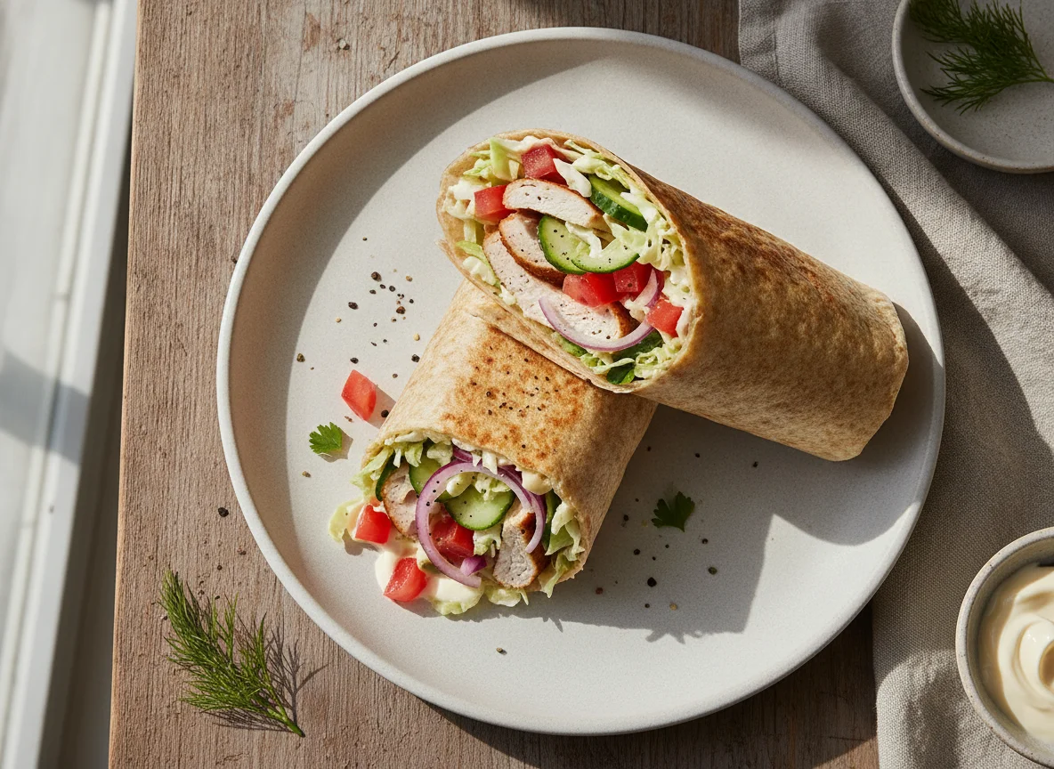 Тортилья с индейкой и овощами photo