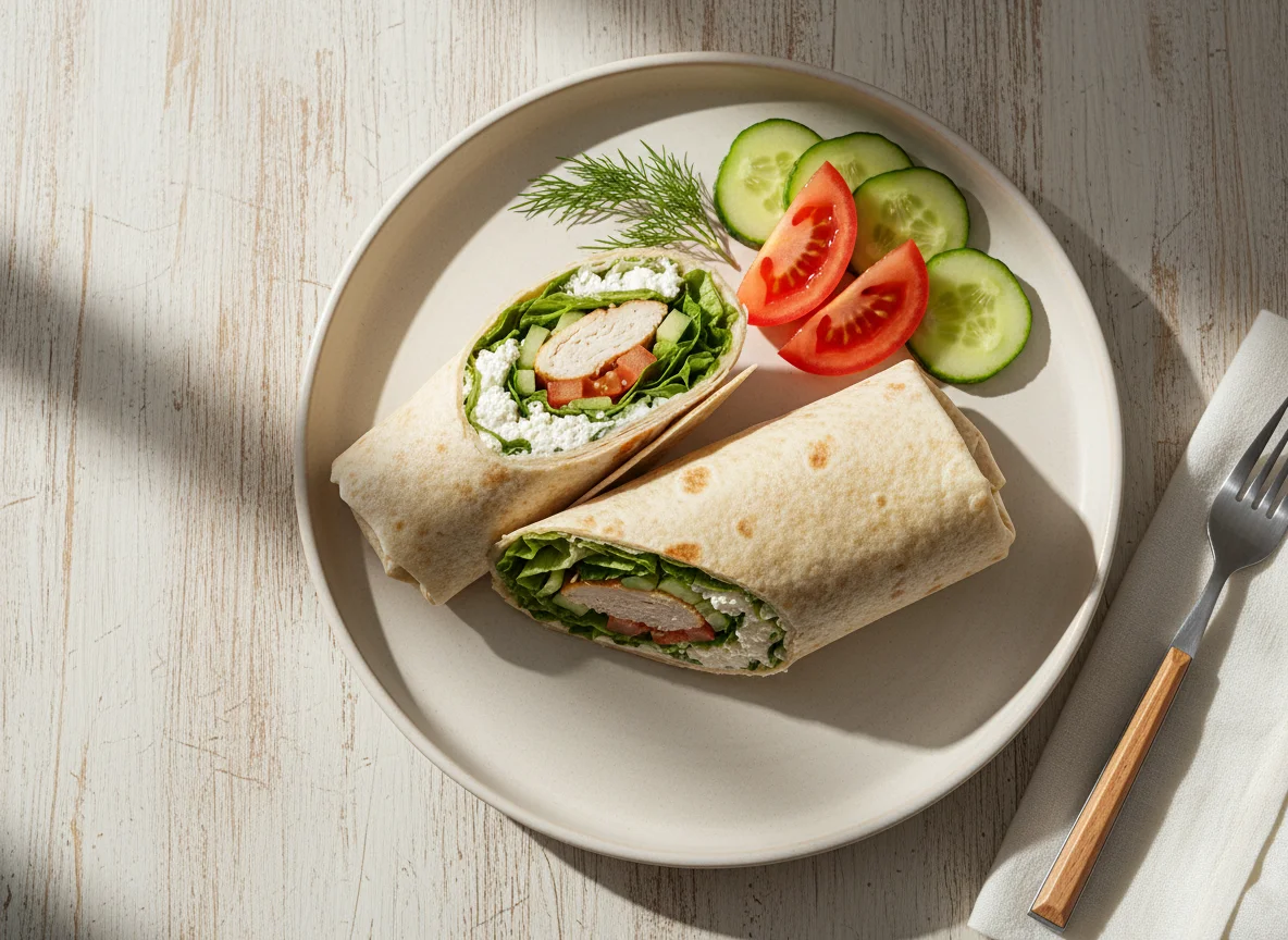 Тортилья с курицей и овощами photo