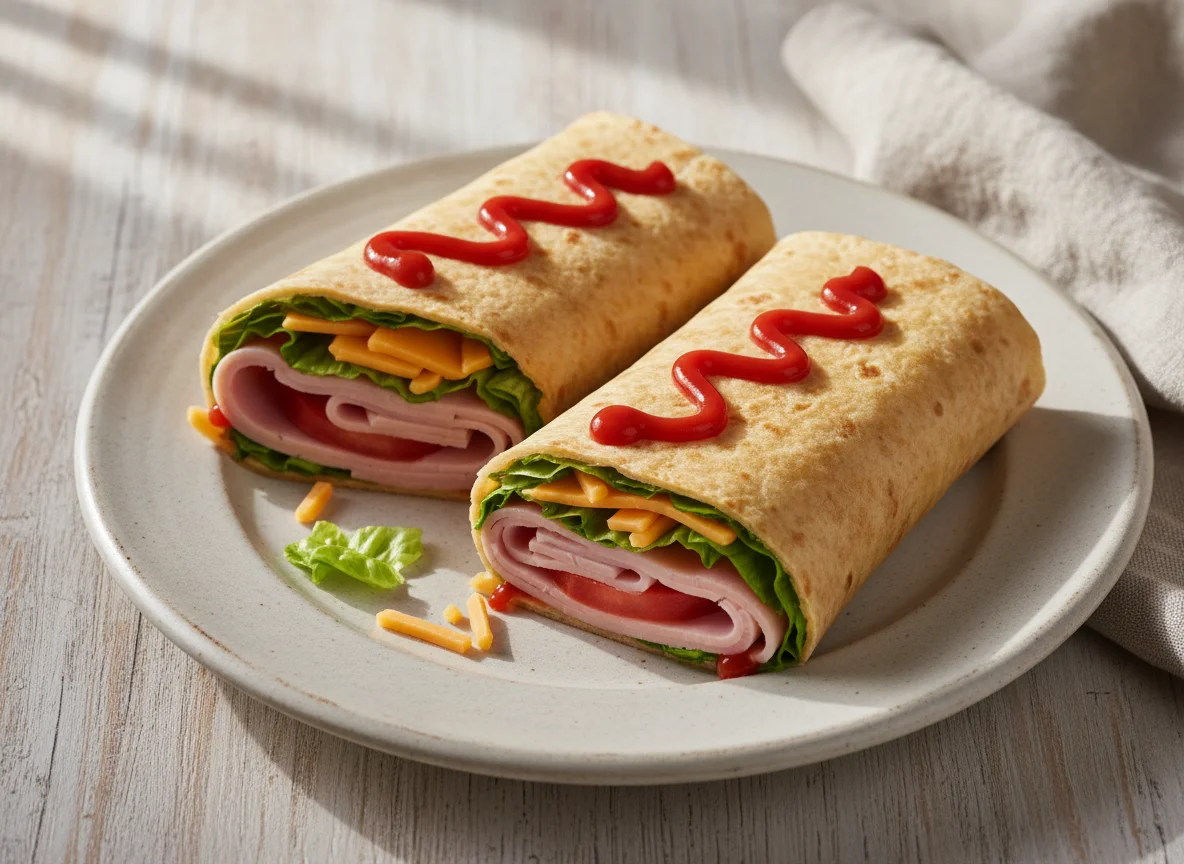 Тортилья с ветчиной, сыром и овощами photo