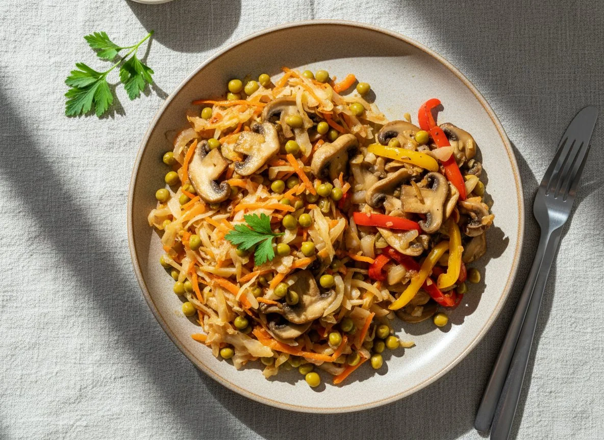 Тушеная капуста с грибами photo