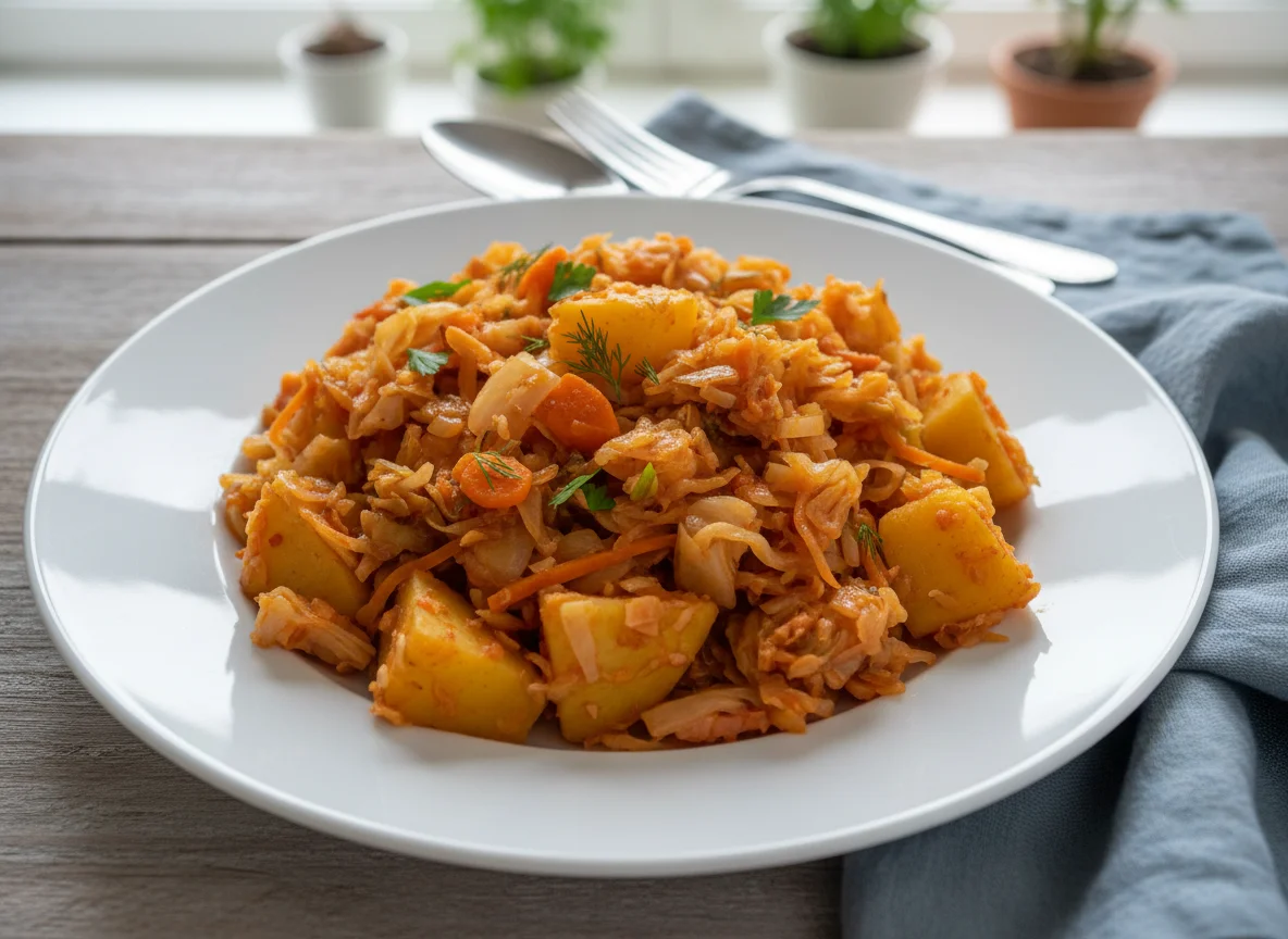 Тушеная капуста с картофелем photo