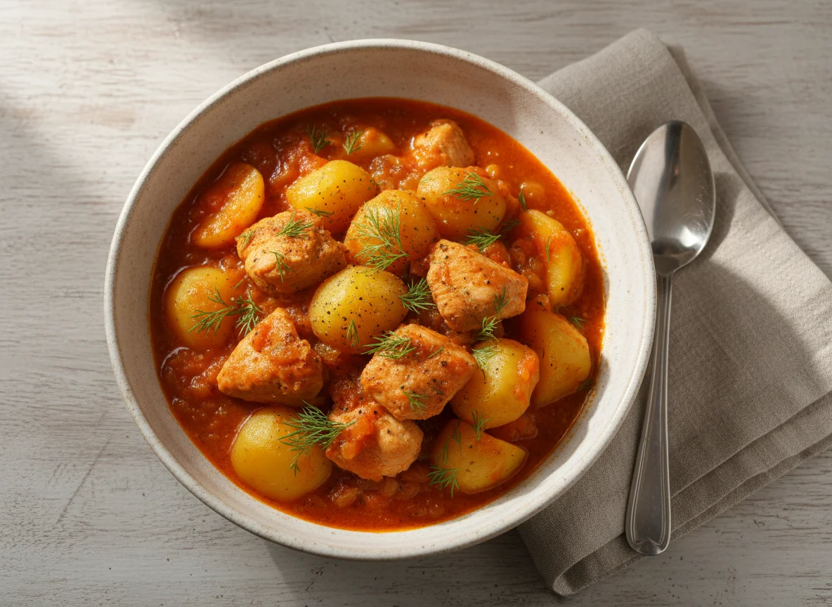 Тушеная курица с картофелем photo