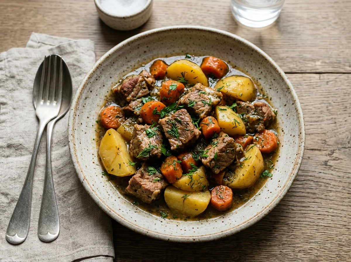 Тушеное мясо с картофелем и морковью photo