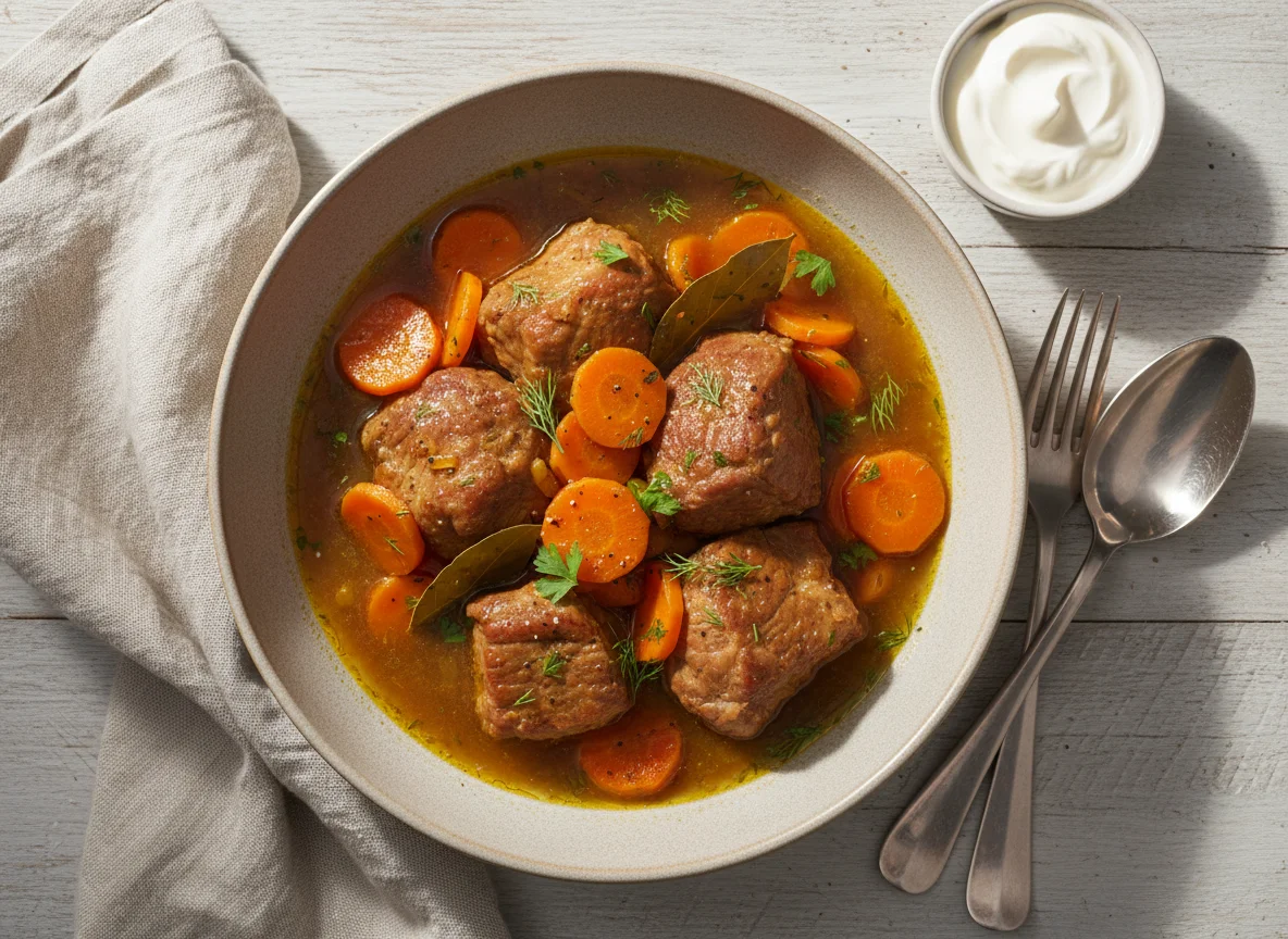 Тушеное мясо с морковью photo